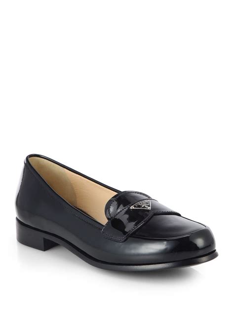 prada patent logo flat dress loafers|Prada buckle loafer ladies.